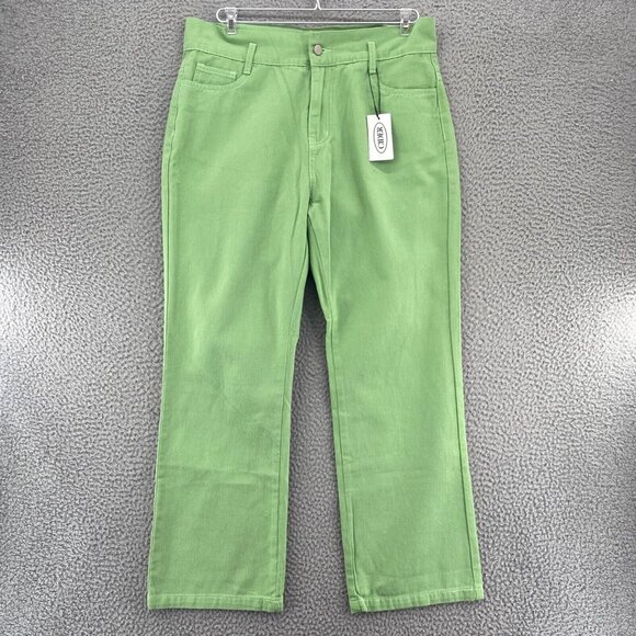 Cider Jeans Womens Extra Large Green Twill Straight Ankle Everyday Casual NWT - Picture 1 of 11